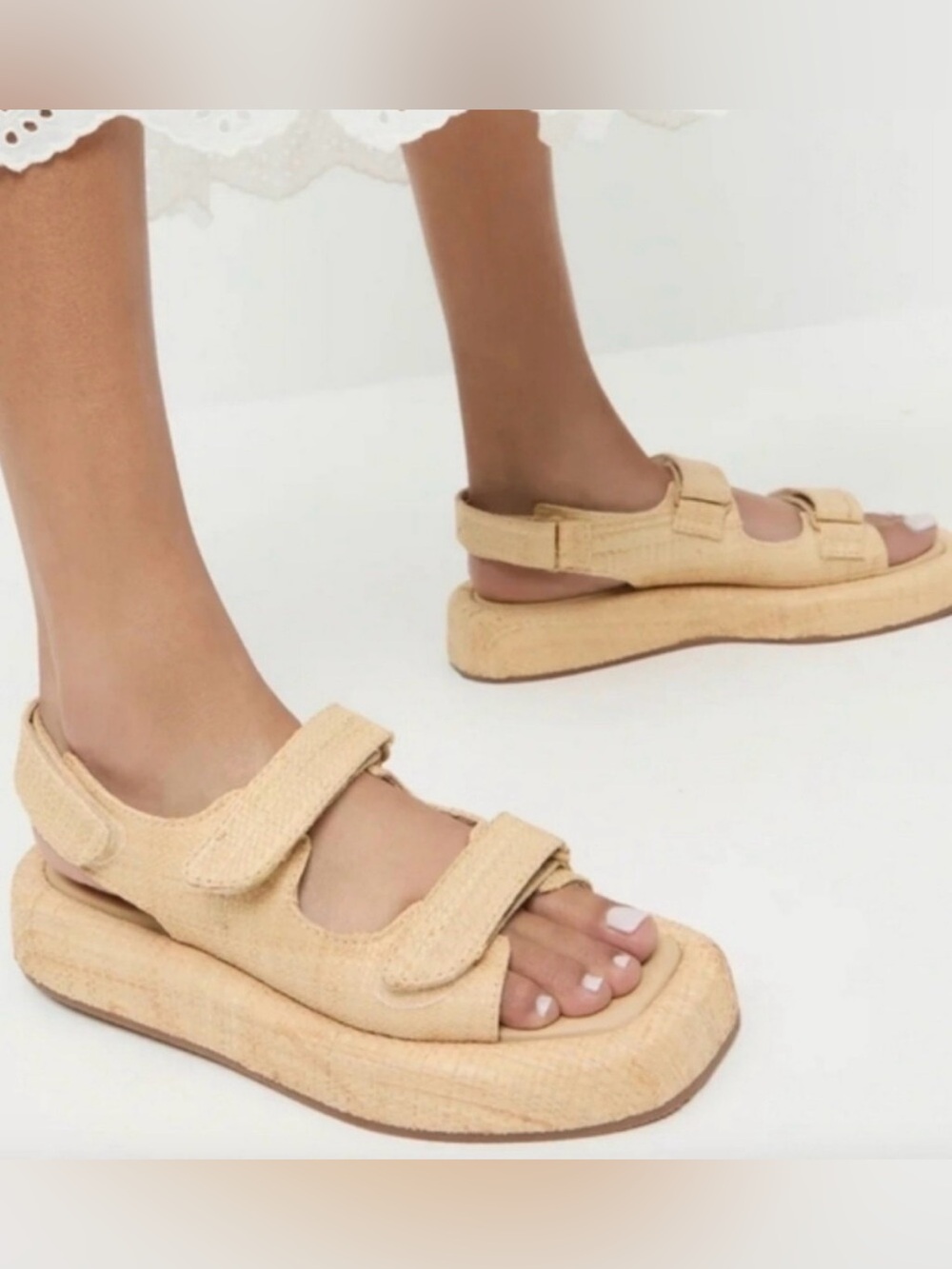 Loeffler Randall Blaise Raffia Platform Sandal Size 8